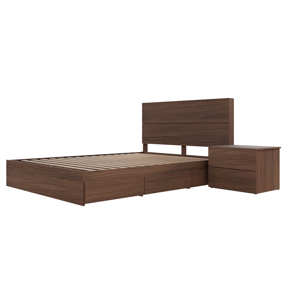 Milo 3-Piece Reversible Storage Bedroom Set,1 Nightstand, Queen