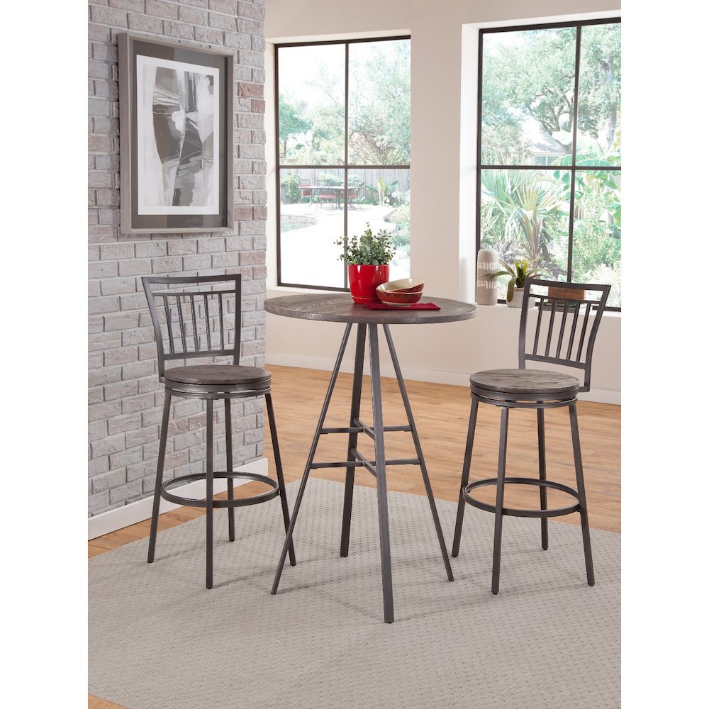 Stockton 25" Metal Swivel Stool - Slate Grey - Grey Oak Seat
