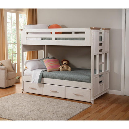 Beach Comber Twin Bunkbed With Trundle Unit -  Weathered White - Sand Top