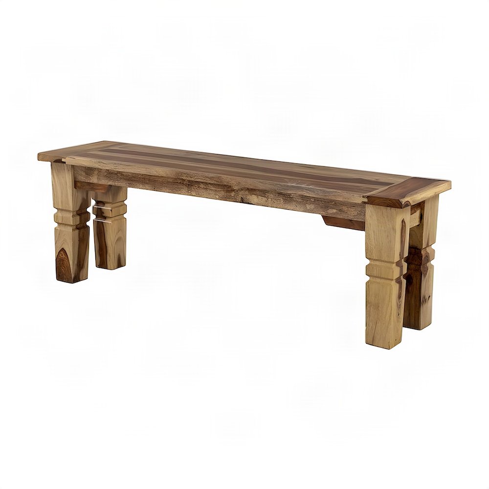 Solid Sheesham Wood Dining Bench with Bohemian Eclectic Style for Dining Room