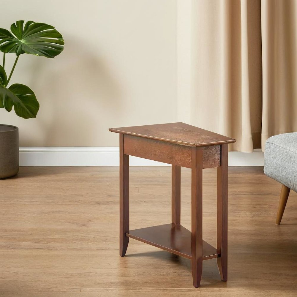 Brown Wedge End Table with MDF Construction, Modern and Practical Design