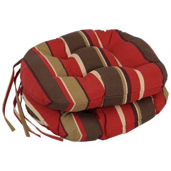 16-inch Spun Polyester Patterned Outdoor Round Tufted Chair Cushions (Set of 2)