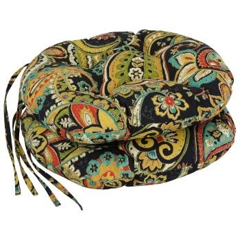 16-inch Spun Polyester Patterned Outdoor Round Tufted Chair Cushions (Set of 2)
