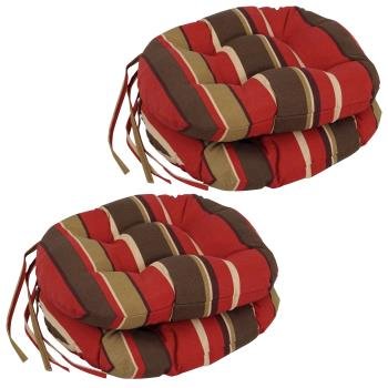 16-inch Spun Polyester Patterned Outdoor Round Tufted Chair Cushions (Set of 4)