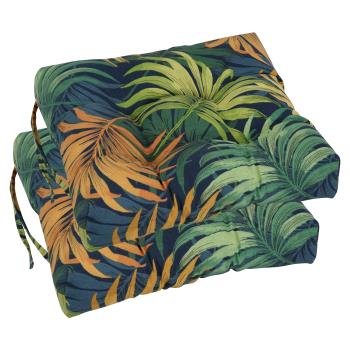 16-inch Spun Polyester Patterned Outdoor Square Tufted Chair Cushions (Set of 2)