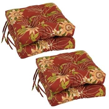 16-inch Spun Polyester Patterned Outdoor Square Tufted Chair Cushions (Set of 4)