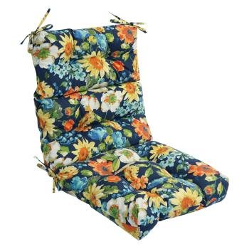 20-inch by 42-inch Spun Polyester Patterned Outdoor Tufted Chair Cushion