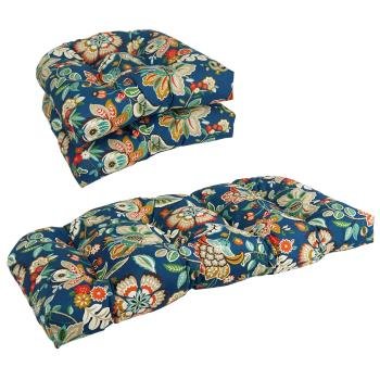 U-Shaped Patterned Spun Polyester Tufted Settee Cushion Set (Set of 3)