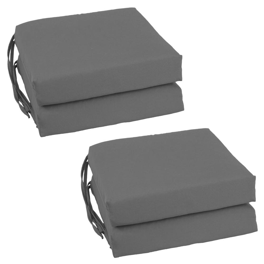 Blazing Needles Set of 4 Indoor Twill Chair Cushions, Steel Grey