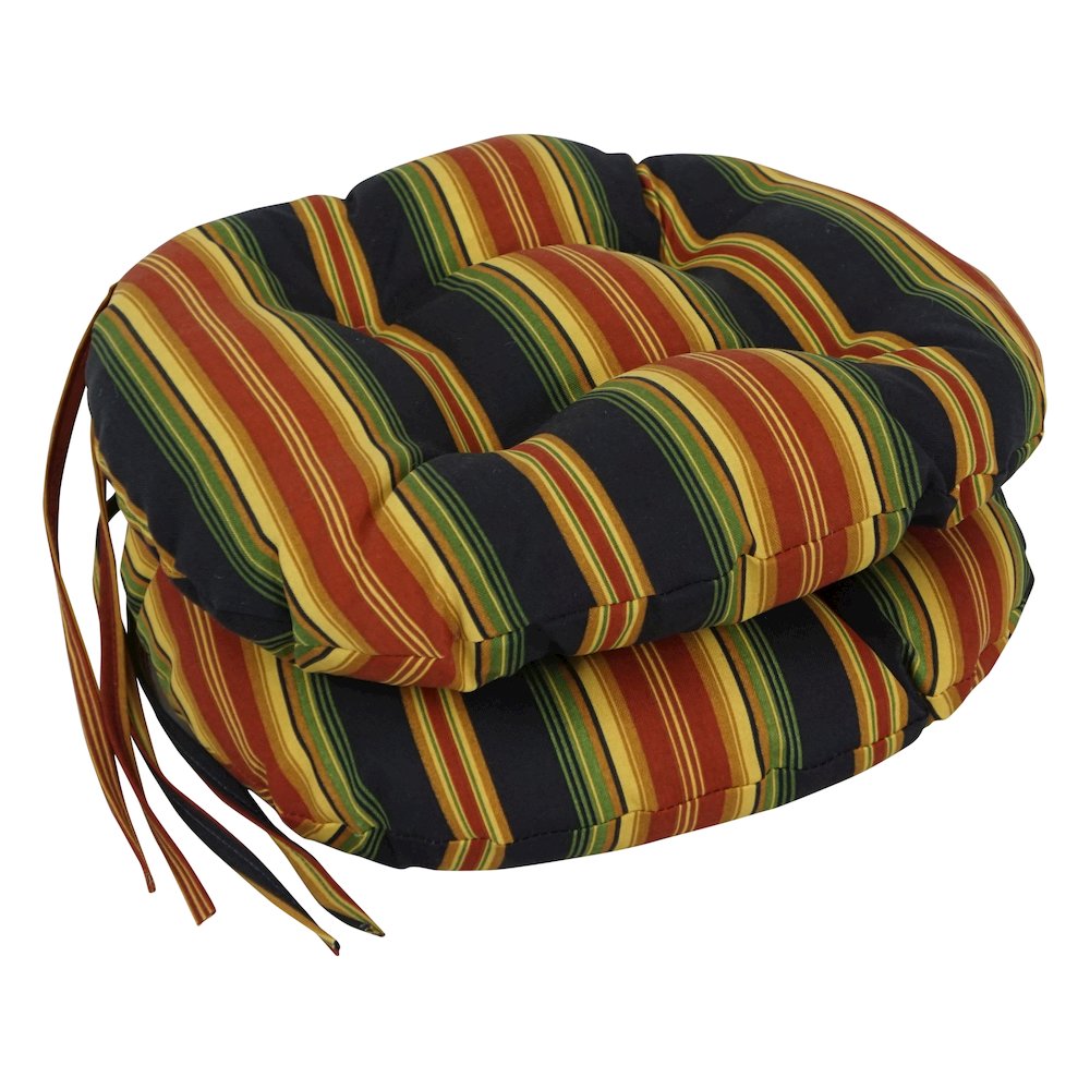 16-inch Spun Polyester Patterned Outdoor Round Tufted Chair Cushions (Set of 2)