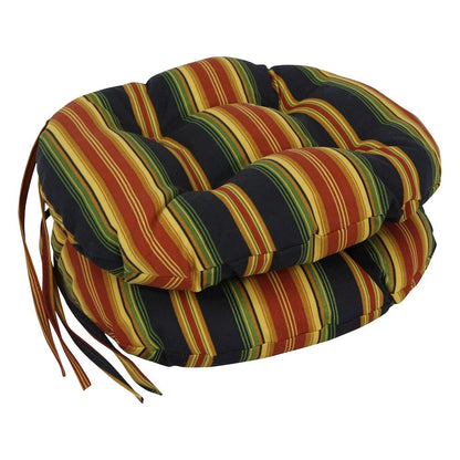 16-inch Spun Polyester Patterned Outdoor Round Tufted Chair Cushions (Set of 2)