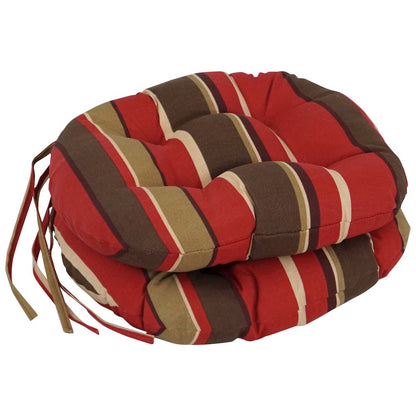 16-inch Spun Polyester Patterned Outdoor Round Tufted Chair Cushions (Set of 2)