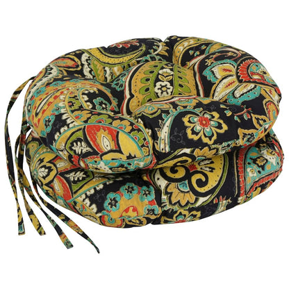 16-inch Spun Polyester Patterned Outdoor Round Tufted Chair Cushions (Set of 2)
