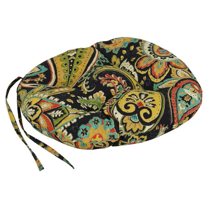 16-inch Spun Polyester Patterned Outdoor Round Tufted Chair Cushions (Set of 2)