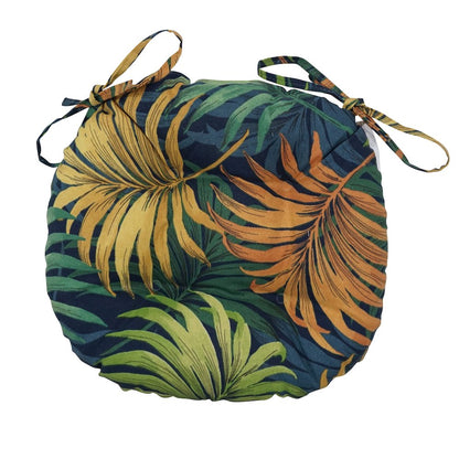 16-inch Spun Polyester Patterned Outdoor Round Tufted Chair Cushions (Set of 2)