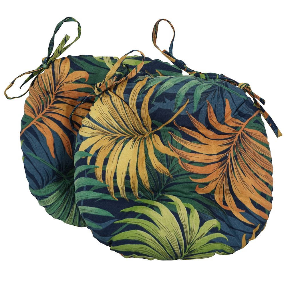 16-inch Spun Polyester Patterned Outdoor Round Tufted Chair Cushions (Set of 2)
