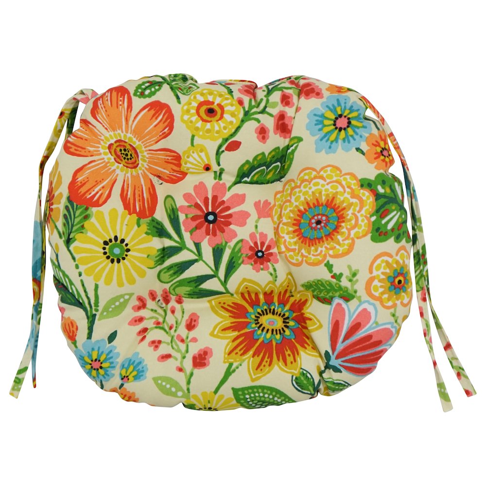 16-inch Spun Polyester Patterned Outdoor Round Tufted Chair Cushions (Set of 4)