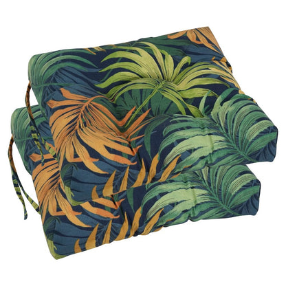 16-inch Spun Polyester Patterned Outdoor Square Tufted Chair Cushions (Set of 2)