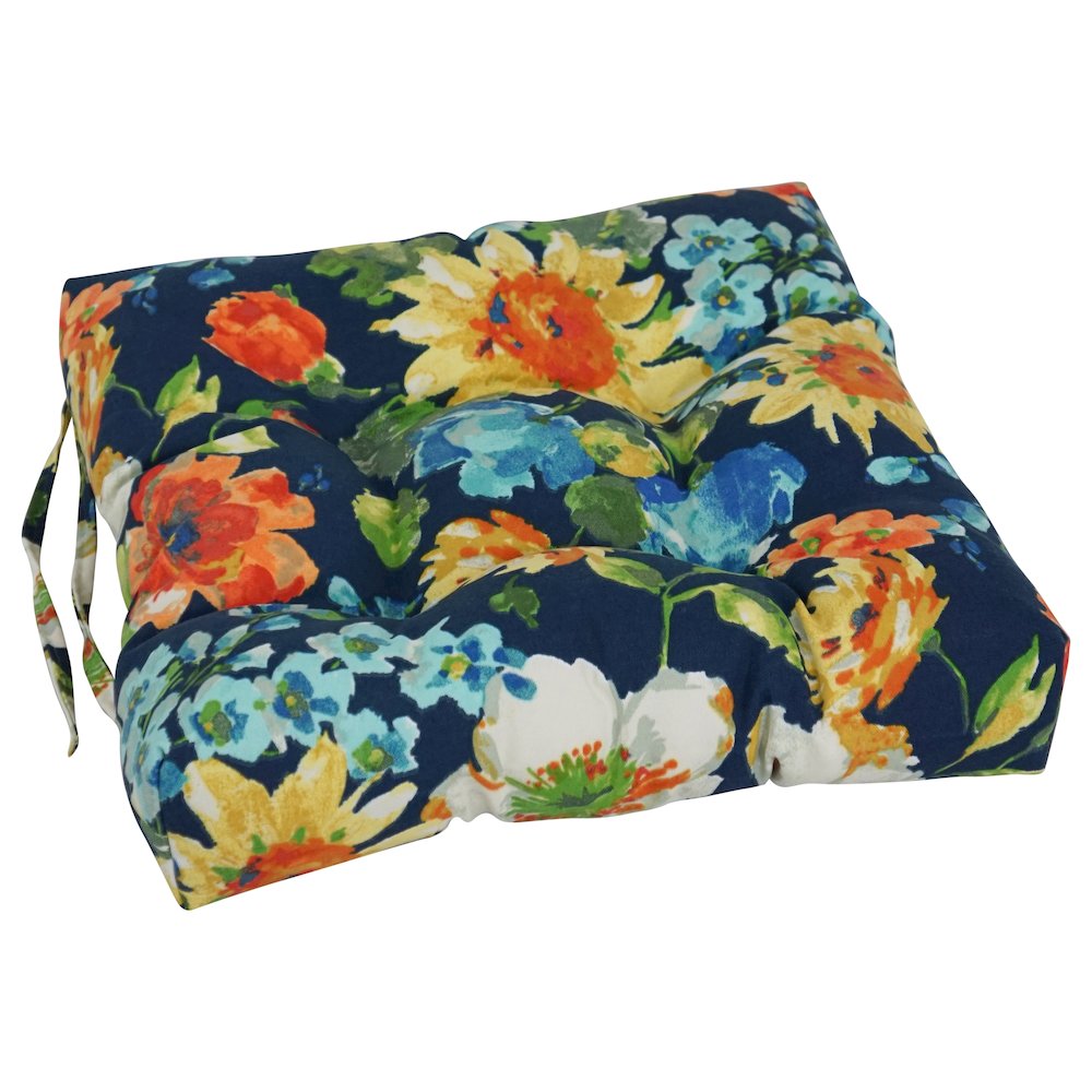 16-inch Spun Polyester Patterned Outdoor Square Tufted Chair Cushions (Set of 4)
