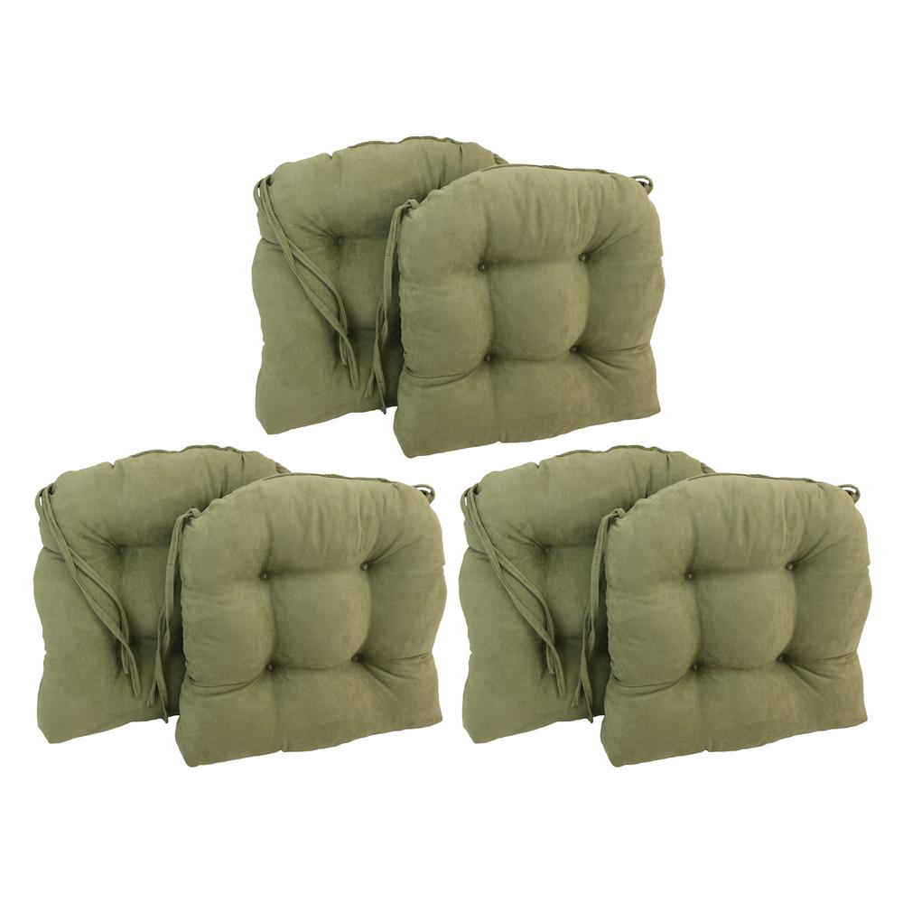 16-inch Solid Microsuede U-shaped Tufted Chair Cushions (Set of 6) 916X16US-T-6CH-MS-SG