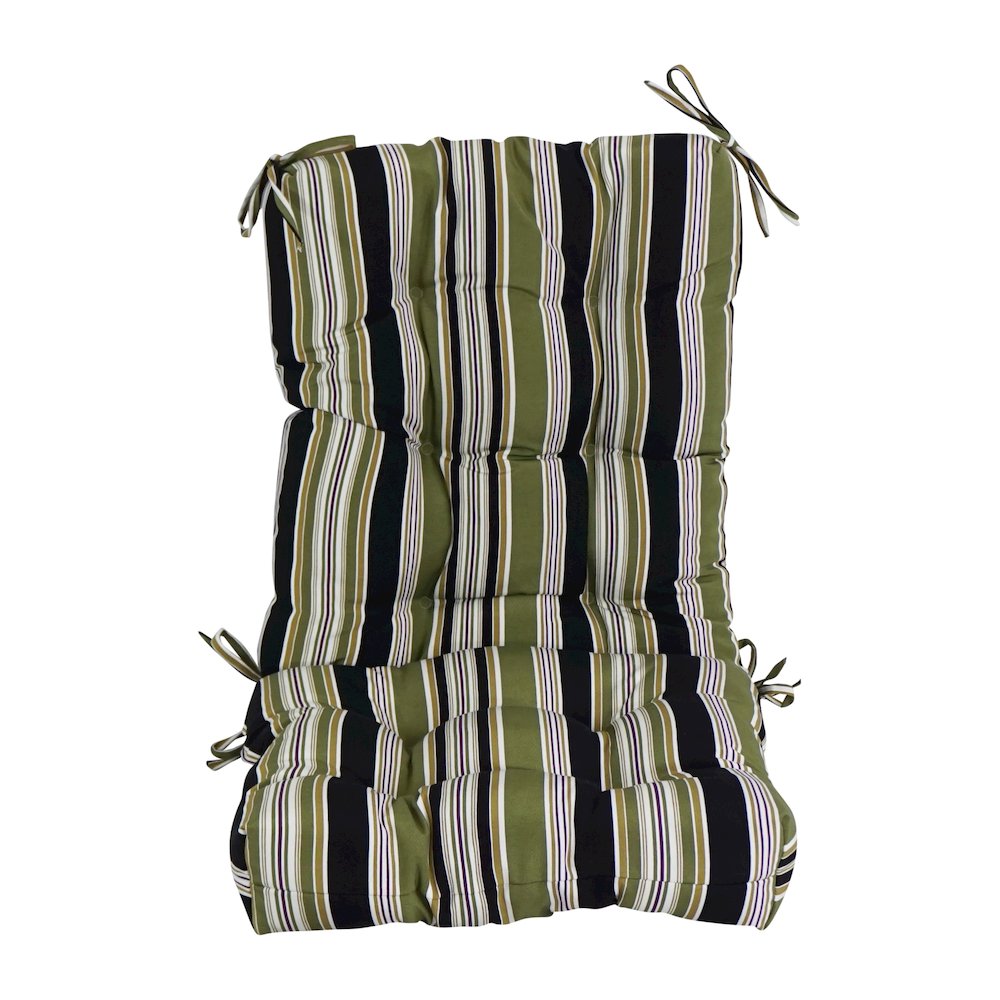 18-inch by 38-inch Spun Polyester Patterned Outdoor Tufted Chair Cushion