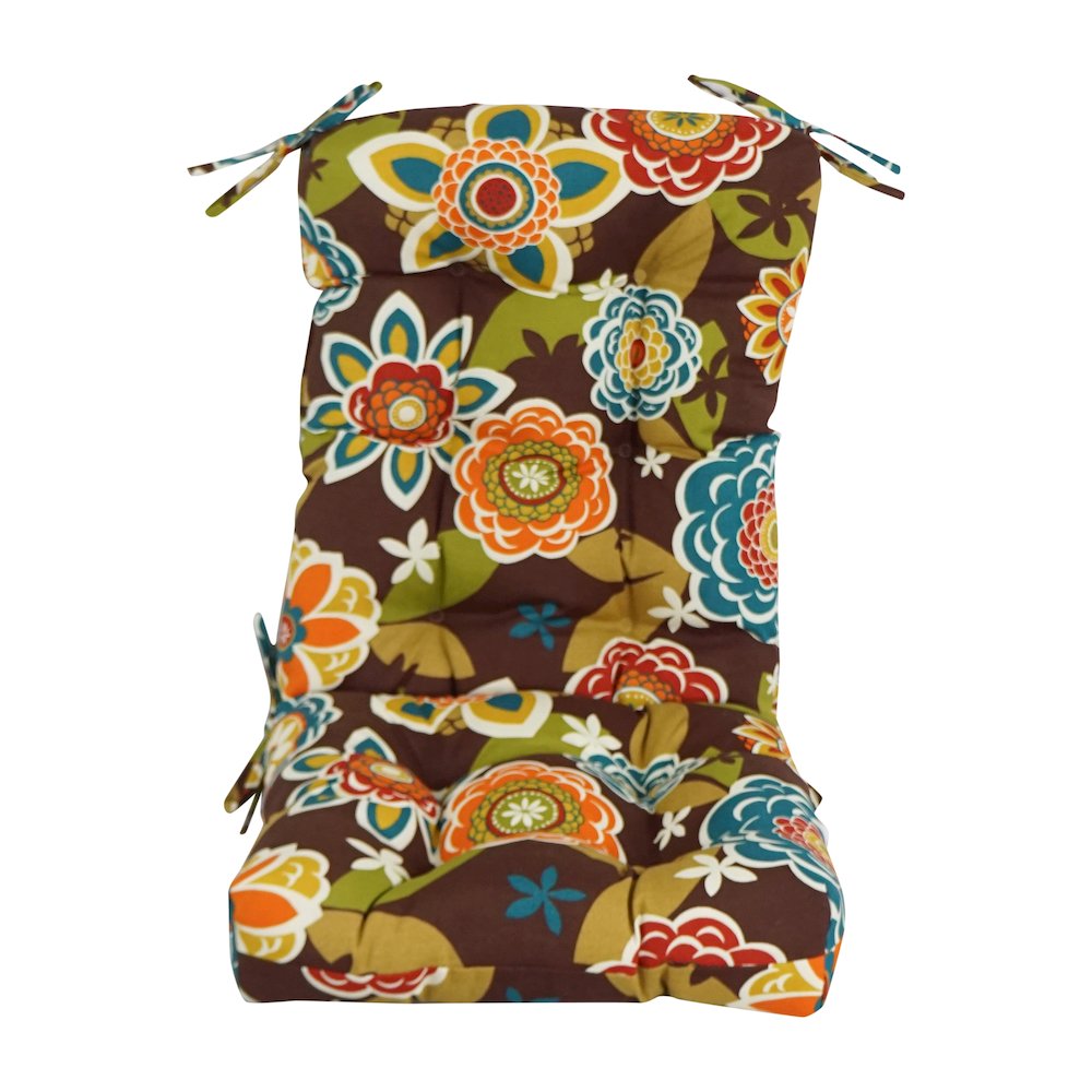 18-inch by 38-inch Spun Polyester Patterned Outdoor Tufted Chair Cushion