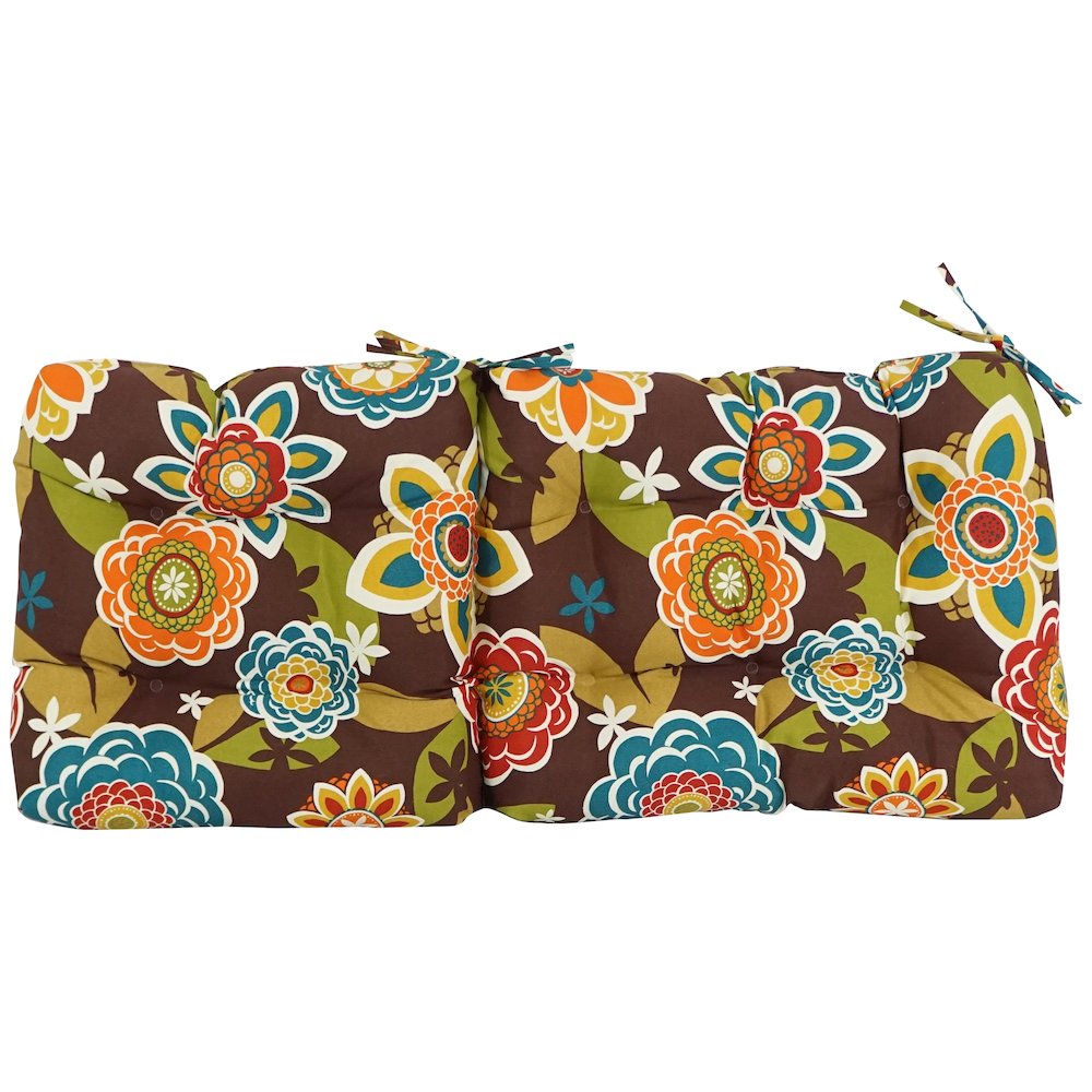 18-inch by 38-inch Spun Polyester Patterned Outdoor Tufted Chair Cushion