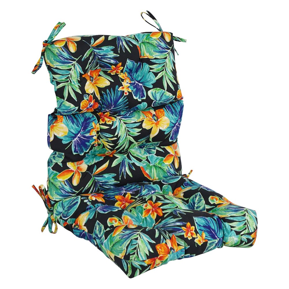 22-inch by 45-inch Spun Polyester Patterned Outdoor Tufted Chair Cushion