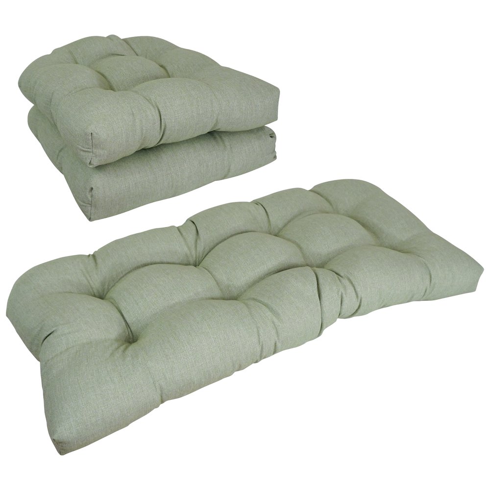 U-Shaped Solid Woven Olefin Tufted Settee Cushion Set (Set of 3)