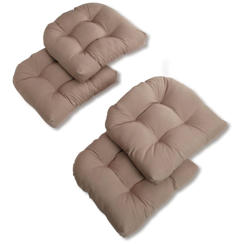 19-inch U-Shaped Solid Twill Tuffed Dining Chair Cushions (Set of 4) 93184-4CH-TW-TF