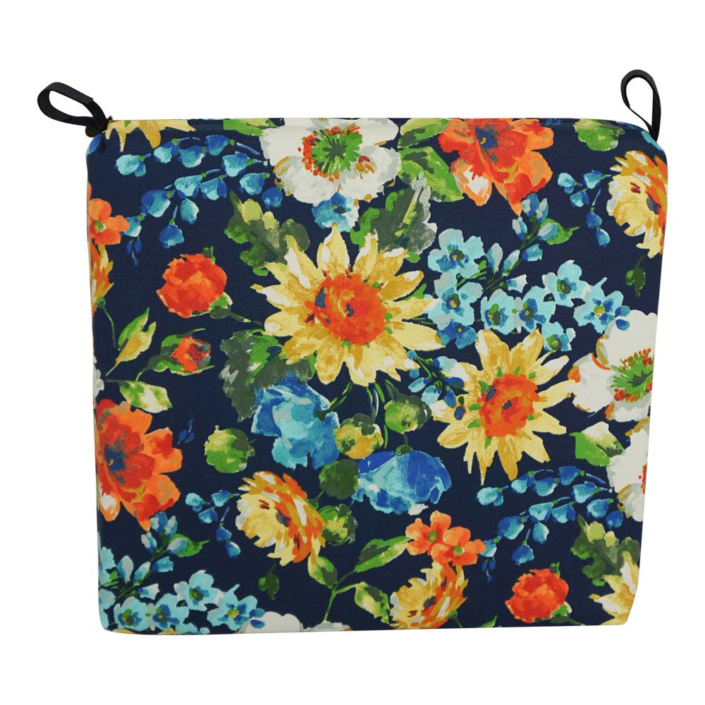 20-inch by 19-inch Patterned Outdoor Spun Polyester Chair Cushion