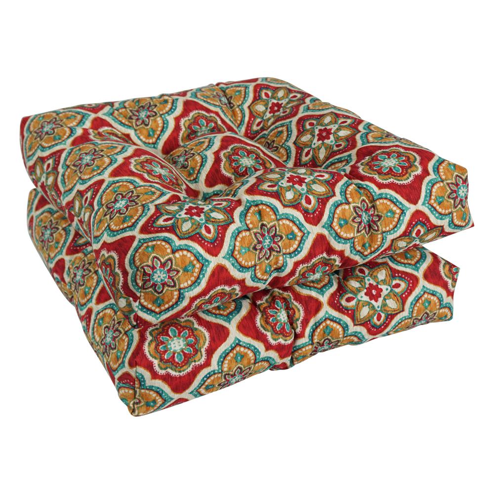 19-inch Squared Patterned Spun Polyester Tufted Dining Chair Cushions (Set of 2) 94005-2CH-REO-63
