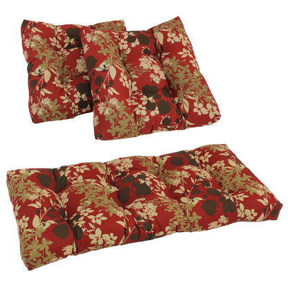 Squared Patterned Spun Polyester Tufted Settee Cushions (Set of 3)