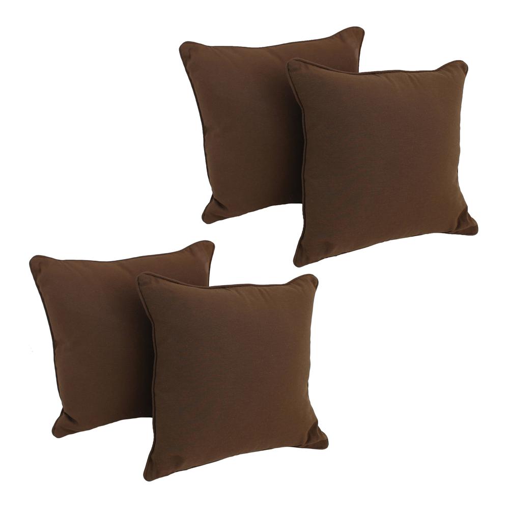 18-inch Double-corded Solid Twill Square Throw Pillows with Inserts (Set of 4)  9810-CD-S4-TW-CH