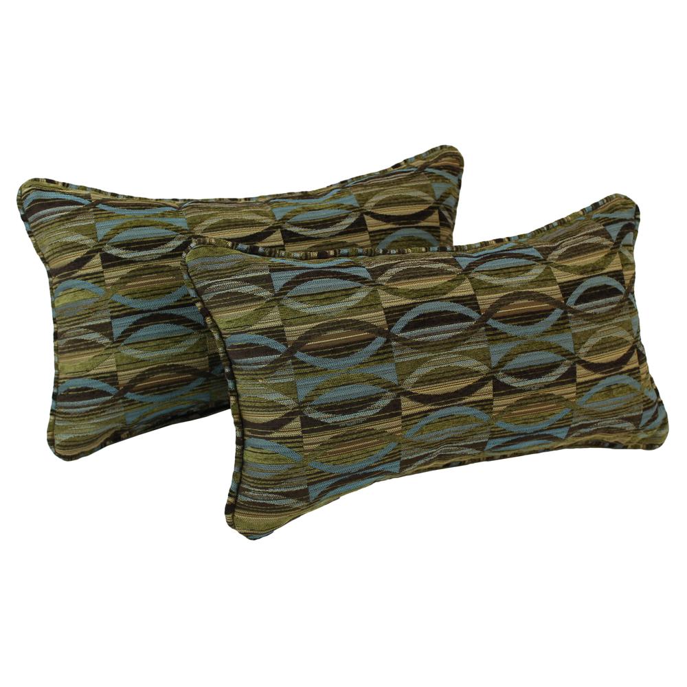 18-inch Double-corded Patterned Jacquard Chenille Rectangular Throw Pillows with Inserts (Set of 2), Earthen Waves