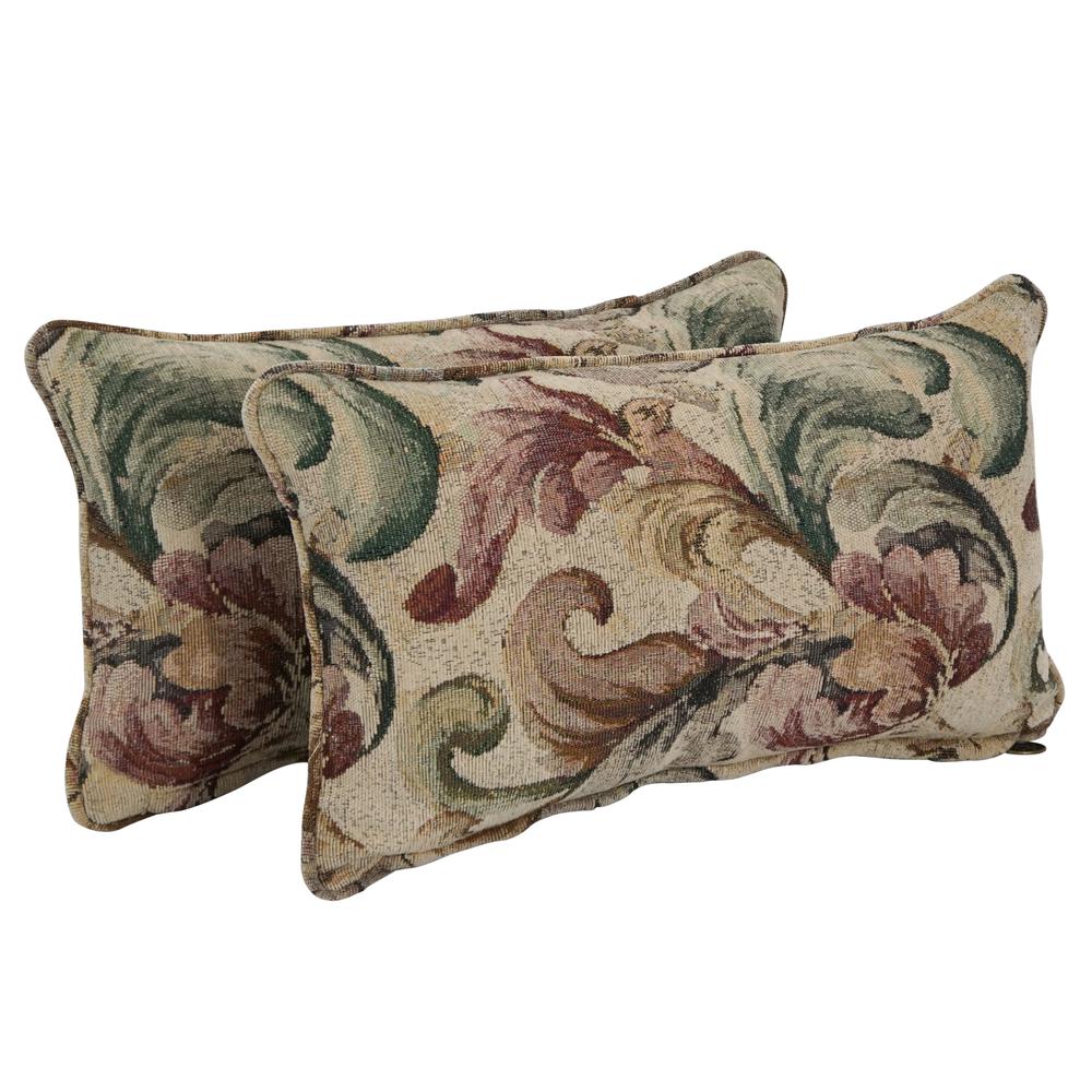18-inch Double-corded Patterned Jacquard Chenille Rectangular Throw Pillows with Inserts (Set of 2)  9811-CD-S2-JCH-CO-42