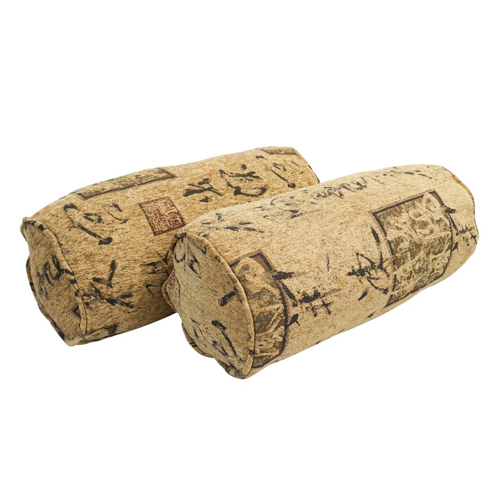 20-inch by 8-inch Double-corded Patterned Jacquard Chenille Bolster Pillows with Inserts (Set of 2)  9814-CD-S2-JCH-CO-38