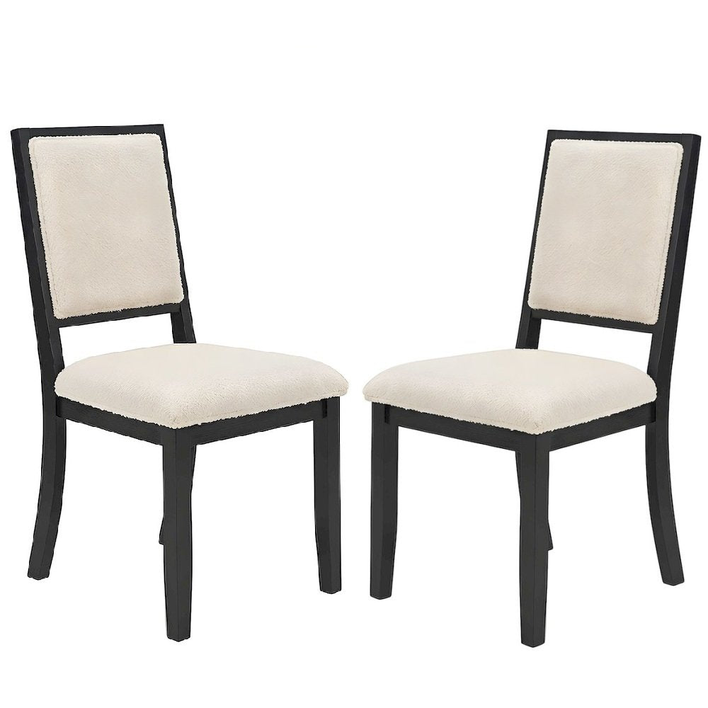 Boucle-Upholstered Mid-Century Modern Dining Chairs, Rubberwood Frame, Set of 2