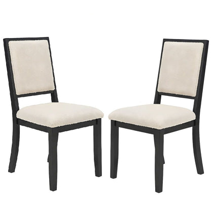 Boucle-Upholstered Mid-Century Modern Dining Chairs, Rubberwood Frame, Set of 2