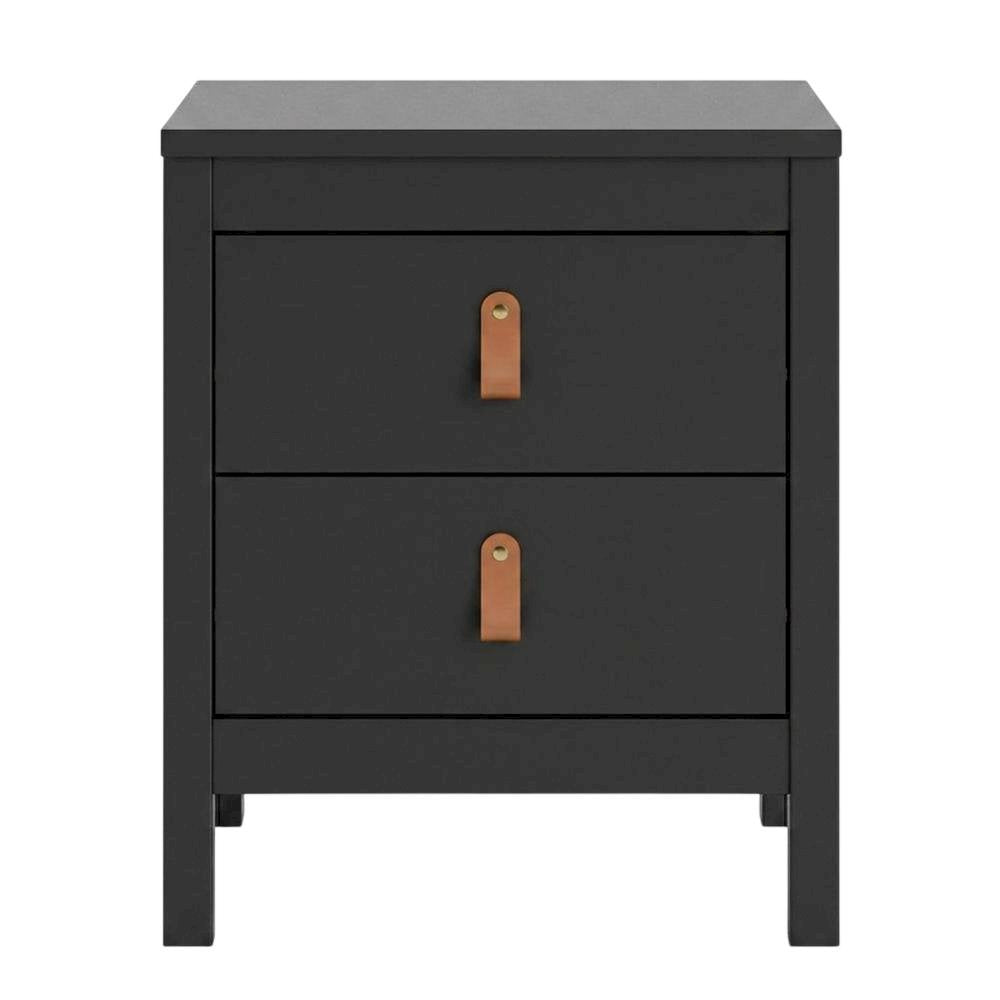 Stylish Black Matte Nightstand with Two Drawers for Modern Bedrooms