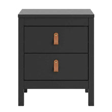 Stylish Black Matte Nightstand with Two Drawers for Modern Bedrooms