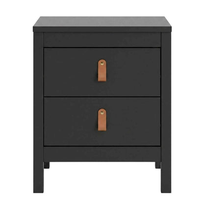 Stylish Black Matte Nightstand with Two Drawers for Modern Bedrooms