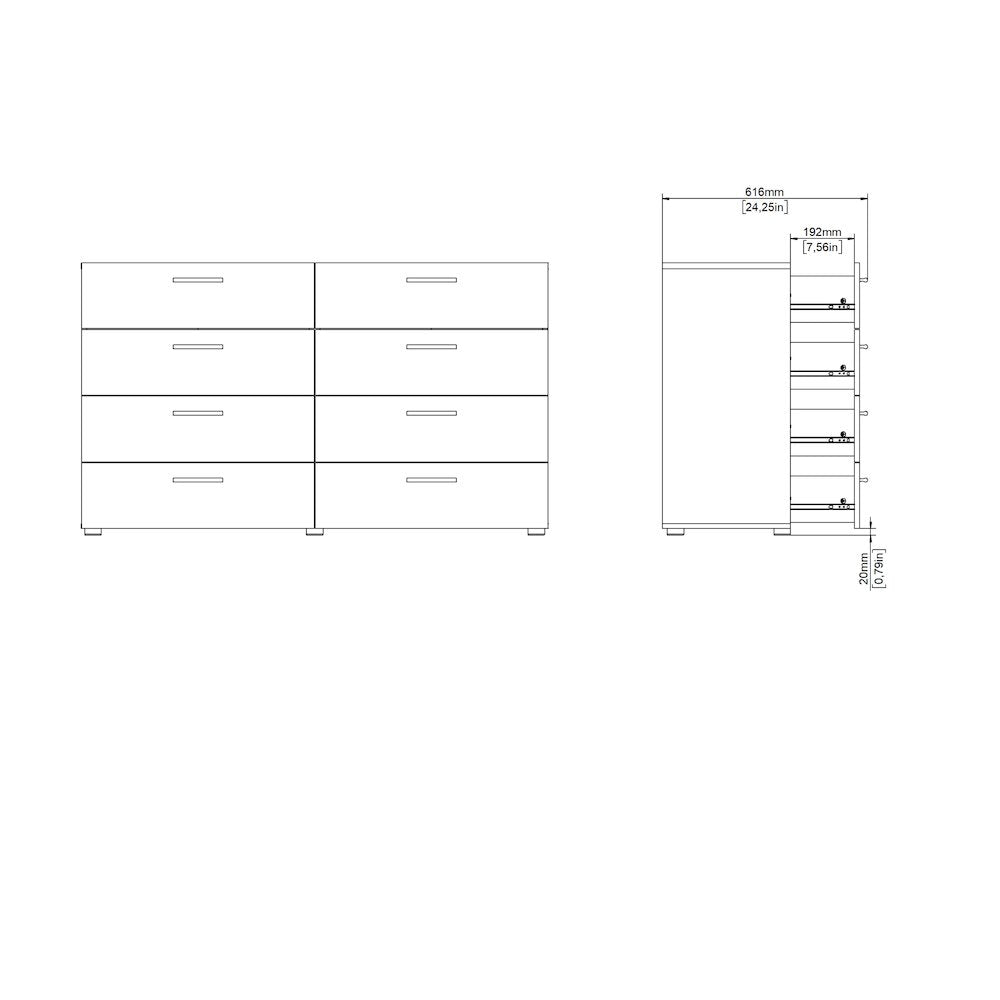 Austin 8 Drawer Double Dresser, Oak Structure