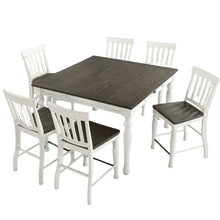 Ivory and Dark Oak Counter Height Dining Table with Chairs – Farmhouse Set for 8