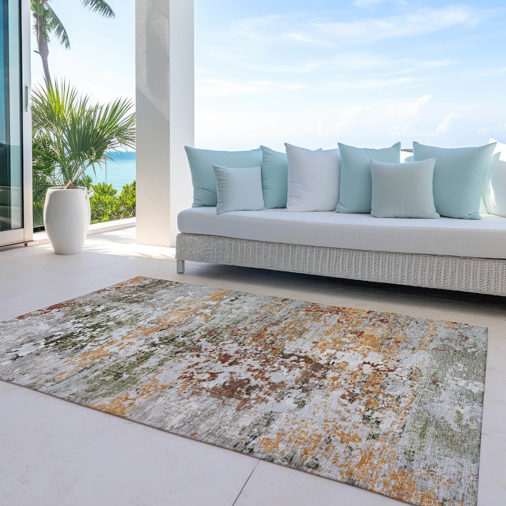 Machine Washable Indoor/Outdoor Chantille Terracotta 3' x 5' Rug