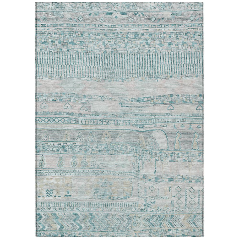 Machine Washable Indoor/Outdoor Chantille Teal 3' x 5' Rug