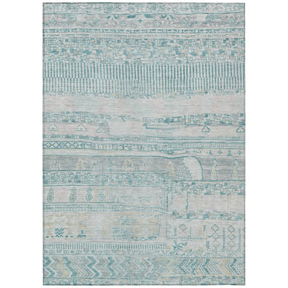 Machine Washable Indoor/Outdoor Chantille Teal 3' x 5' Rug