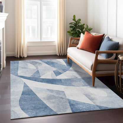 Machine Washable Indoor/Outdoor Chantille Denim 3' x 5' Rug