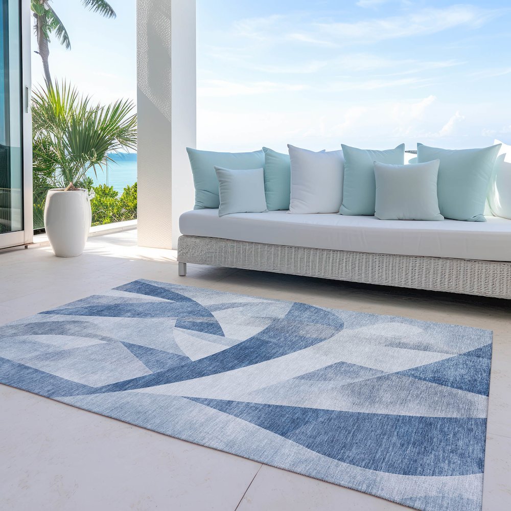 Machine Washable Indoor/Outdoor Chantille Denim 3' x 5' Rug