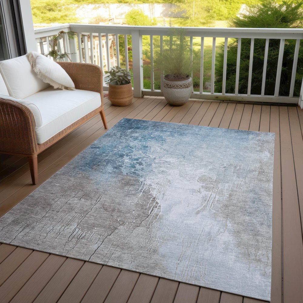 Machine Washable Indoor/Outdoor Chantille Denim 3' x 5' Rug